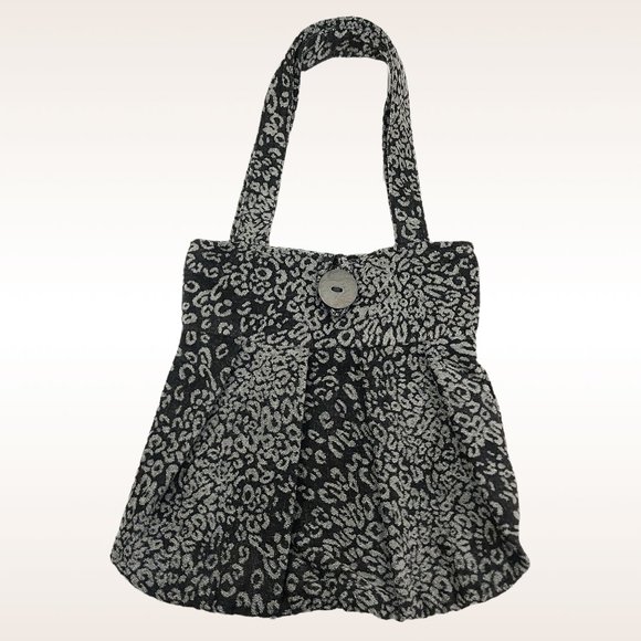 Women's Handmade Soft Fabric Shoulder Bag One Size Leopard Print Gray Black - Picture 1 of 13